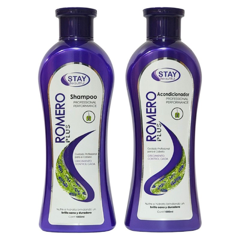 SET DE SHAMPOO Y ACONDICIONADOR ANTICAIDA Y CRECIMIENTO CON EXTRACTO DE ROMERO  STAY BEAUTIFUL 1000MLX2
