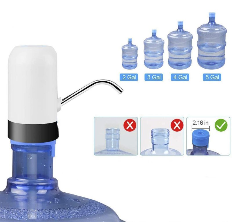 DISPENSADOR DE AGUA AUTOMATICO PARA BOTELLON, CON CARGA USB, ACERO INOXIDABLE AUTOMATIC WATER DISPENSER