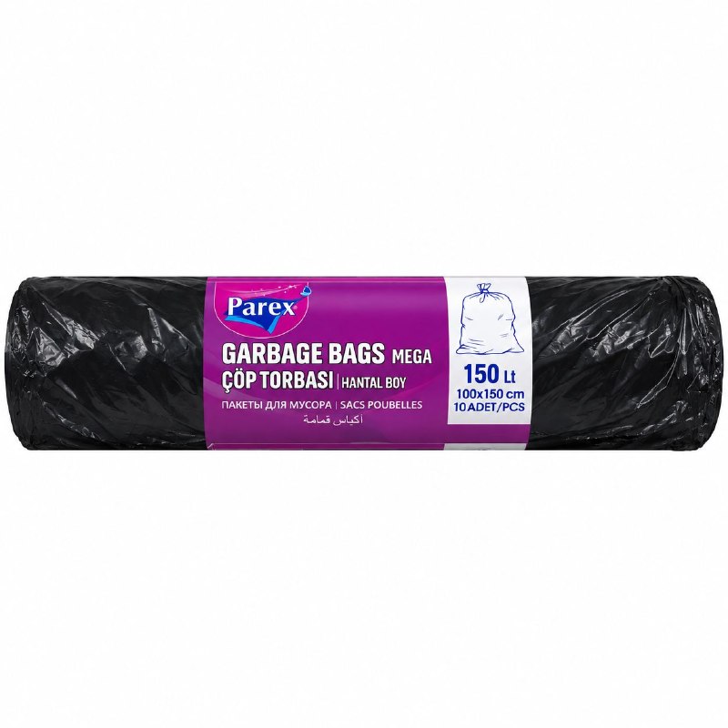 BOLSAS PARA BASURA EXTRA GRANDES DE 150L USO PESADO PAREX 10UND