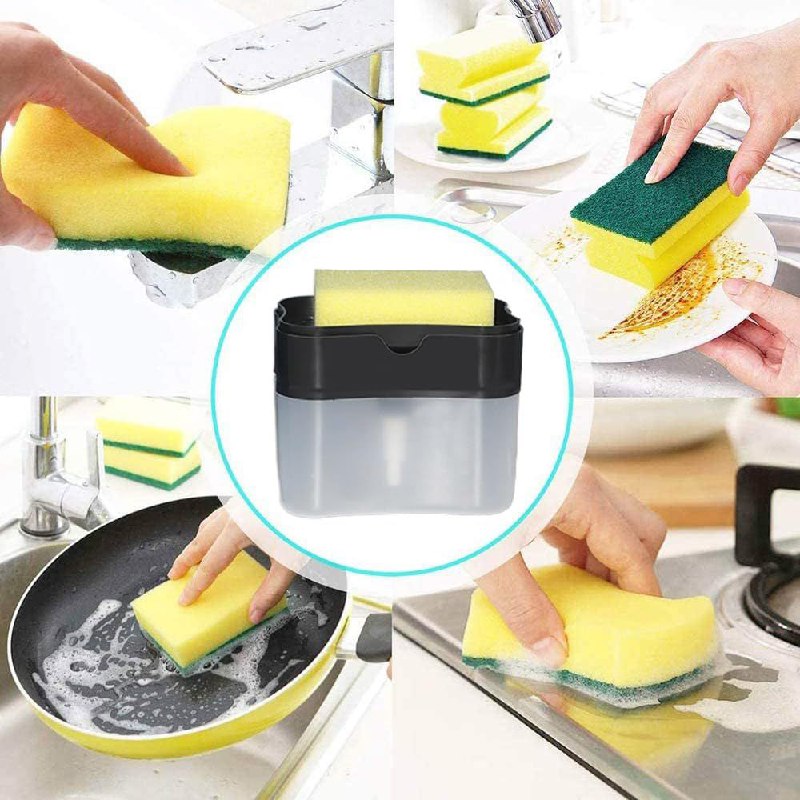 DISPENSADOR CARRITO DE JABON Y ESPONJA PARA COCINA 385ML