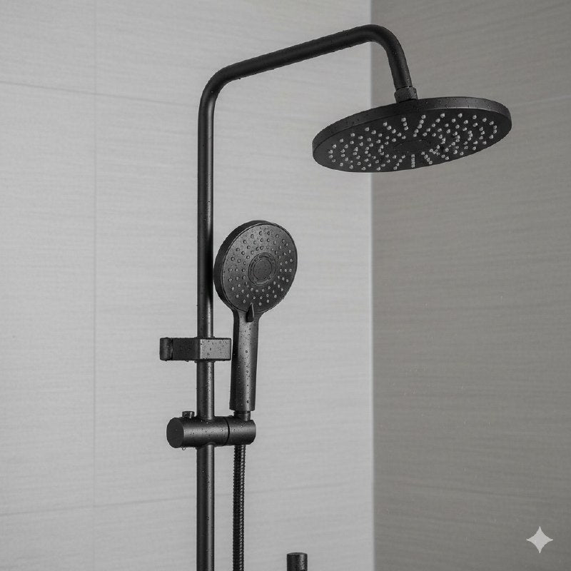 GRIFO DE DUCHA MONOMANDO NEGRO MATE ELEGANTE MODERNA MULTIFUNCION FANGFANG