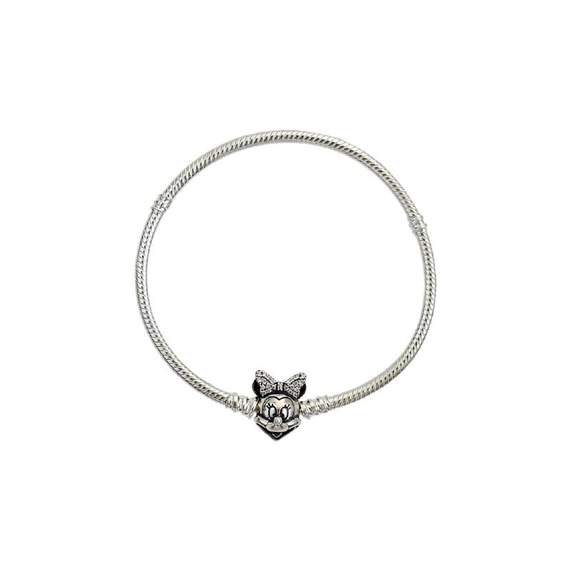 PULSERA EN FORMA DE MINNIE MOUSE PANDORA DE PLATA 9.25 PESO: 15.4G