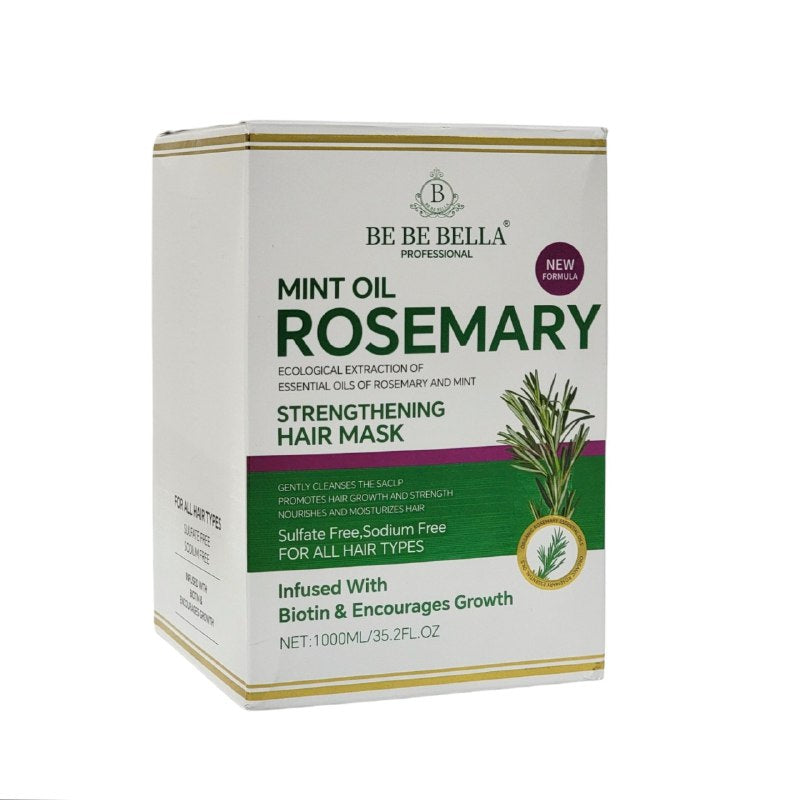 MASCARILLA PARA EL CABELLO FORTALECEDORA DE ACEITE DE MENTA Y ROMERO BE BE BELLA 1000ML