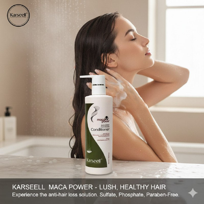 ACONDICIONADOR ANTICAIDA, FORTALECEDOR Y REPARADOR CON ESENCIA DE MACA PERUANA KARSEELL 500ML