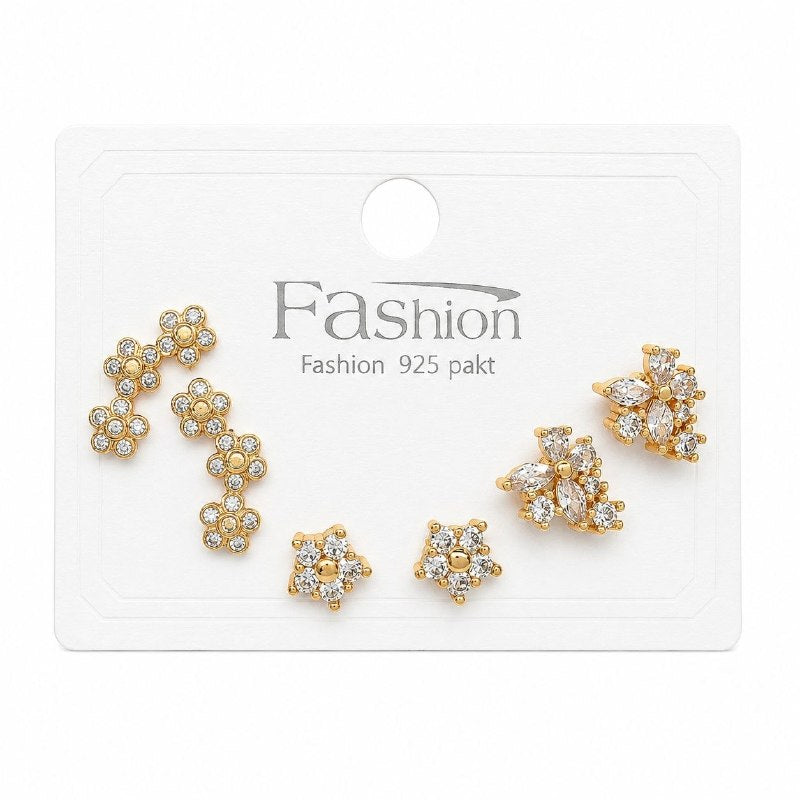 SET DE ARITOS DE ENCHAPE PARA DAMA EN FORMA DE FLOR