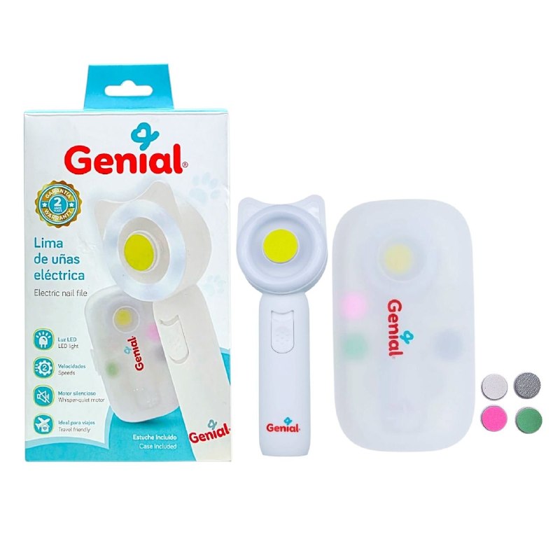 LIMA DE UÑAS ELECTRICA CON LUZ LED Y 2 VELOCIDADES PARA BEBES GENIAL