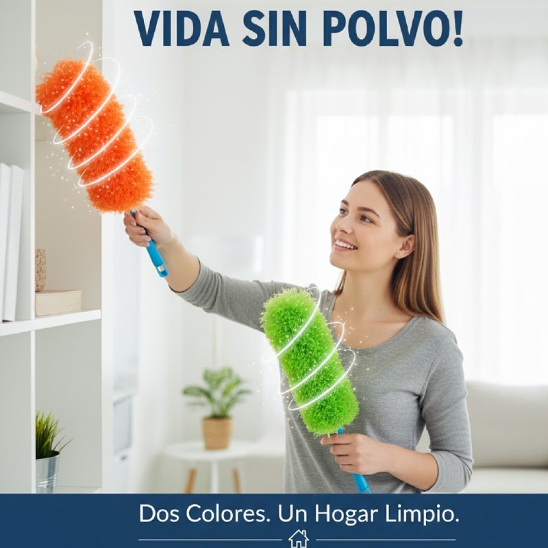 PLUMERO LIMPIADOR DE MICROFIBRA PARA LIMPIEZA 53CM, ATRAPA Y RETIENE EL POLVO, 5 COLORES