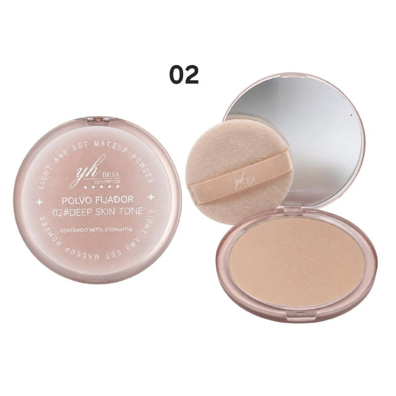 POLVO DE MAQUILLAJE COMPACTO PROFESIONAL SELLADOR Y MATIFICANTE YH BEJA COSMETICS 15G