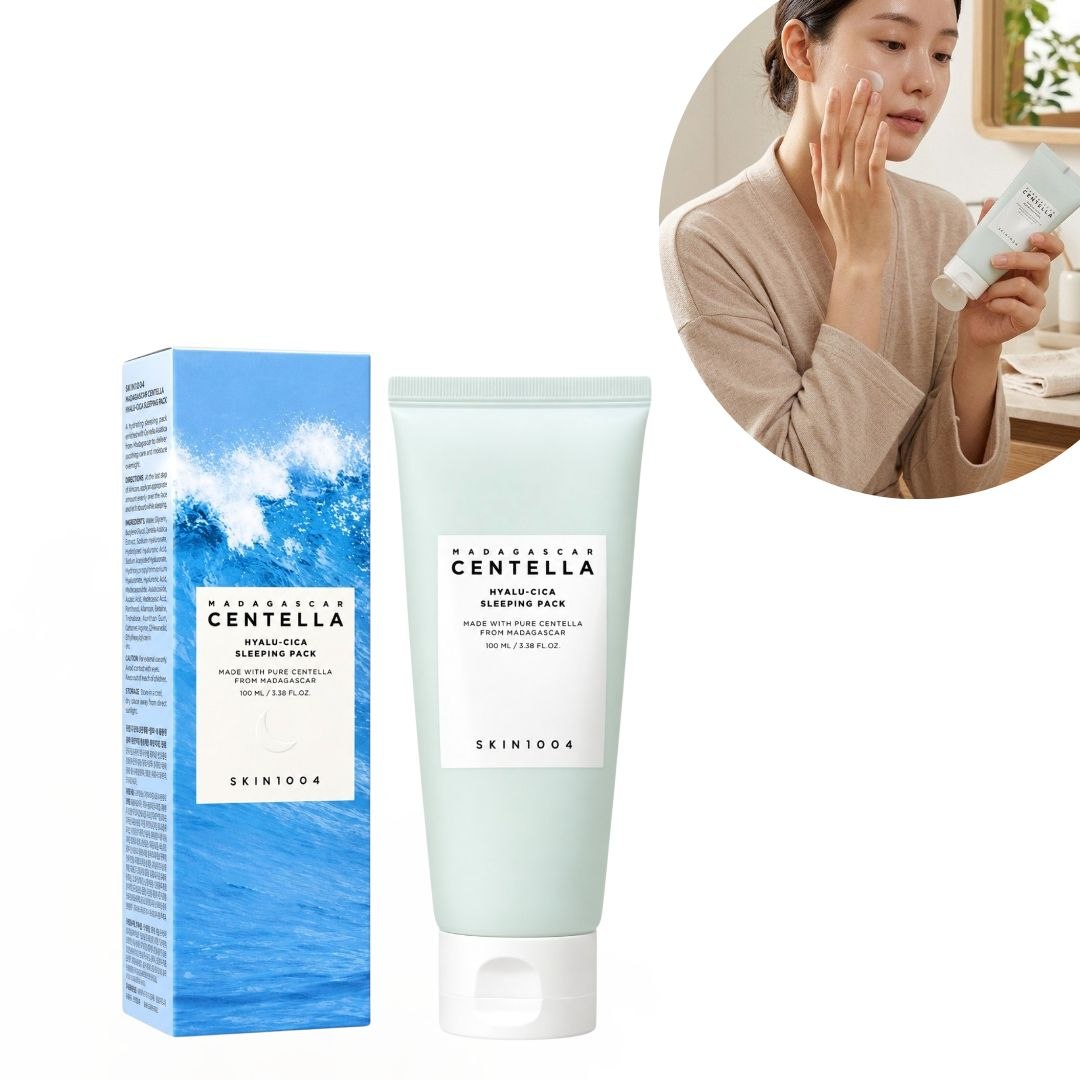 MASCARILLA FACIAL NOCTURNA HIDRATANTE CON CENTELLA ASIATICA DE MADAGASCAR ACIDO HIALURONICO NIACINAMIDA Y MELATONINA SKIN1004 100ML