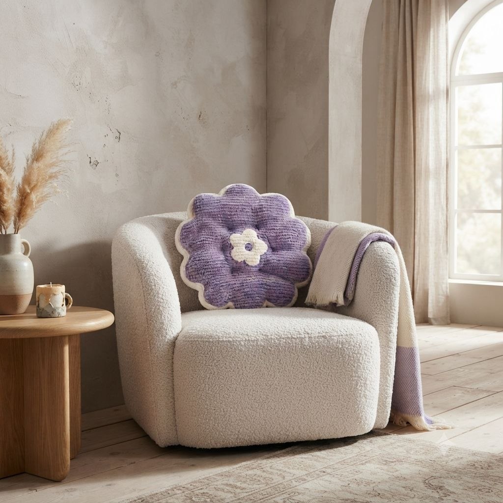 COJÍN EN FORMA DE FLOR PREMIUM ASIENTO DE PANA SUAVE Y DISEÑO ERGONÓMICO BICOLOR 42x46.3 CM