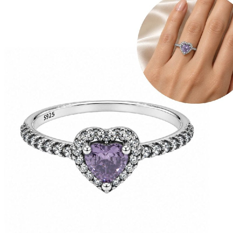 ANILLO DE PLATA 9.25 PARA DAMA CON DISEÑO DE CIRCON EN FORMA DE CORAZON 2.3G