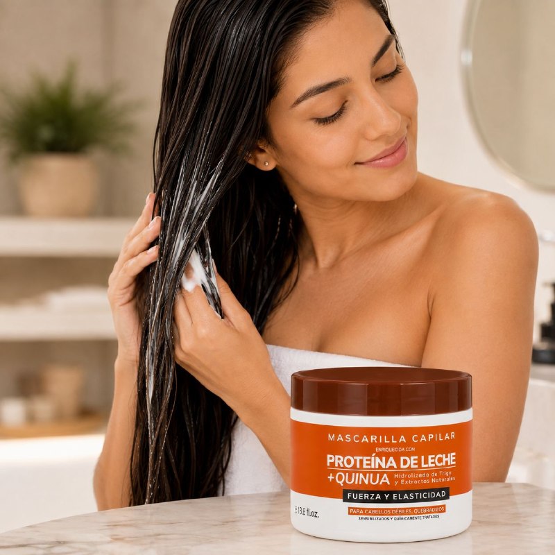 MASCARILLA PARA EL CABELLO NUTRITIVA E HIDRATANTE DE PROTEINA DE LECHE Y QUINUA MAXYBELT 400ML