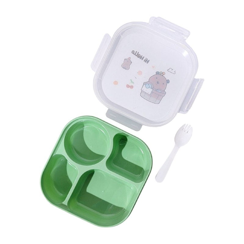 RECIPIENTE PANA PARA ALIMENTOS INFANTIL DE 4 COMPARTIMIENTOS CON TENEDOR BENELI HOME 21X21X6CM