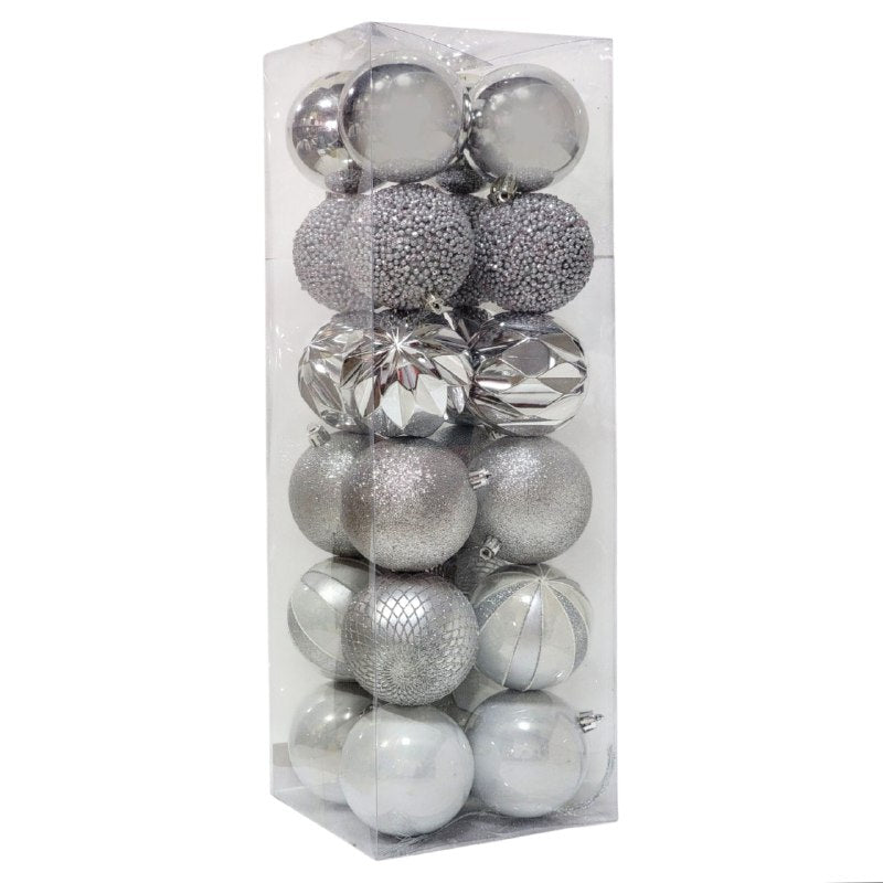 DECORACION ADORNO NAVIDEÑO PAQUETE DE 24 BOLAS DECORATIVAS, 8CM 49X64X49  IDEALES PARA DARLE UN TOQUE UNICO A TU ARBOL DE NAVIDAD