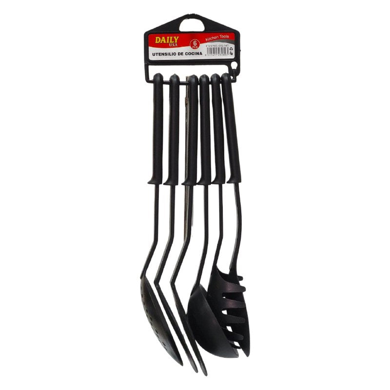 JUEGO DE UTENSILIOS DE COCINA DE NYLON RESISTENTE AL CALOR EN SET DE 6 PIEZAS DAILY USA