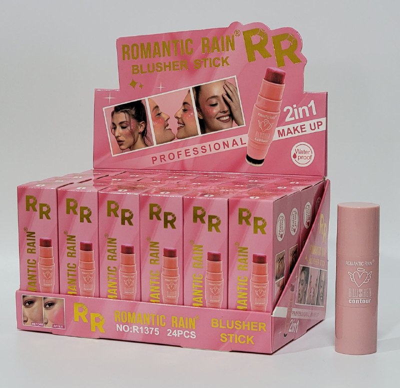BLUSH EN BARRA DUPE DE ANASTASIA IMPERMEABLE 2 EN 1 CON BROCHA ROMANTIC RAIN BLUSH 4 TONOS