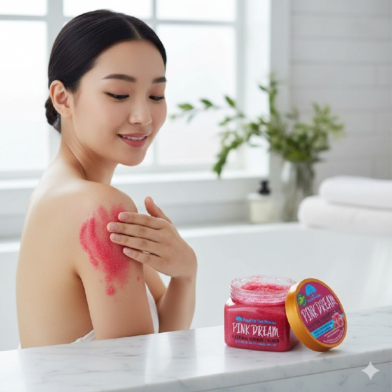 EXFOLIANTE CORPORAL ILUMINADOR Y EMBELLECEDOR CON EXTRACTO DE ROSAS FRUIT OF THE WOKALI 600G