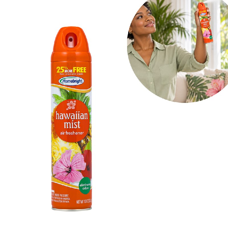 AMBIENTADOR AROMATIZANTE EN SPRAY CON AROMA BRUMA HAWAIANA HOMEBRIGHT 283G