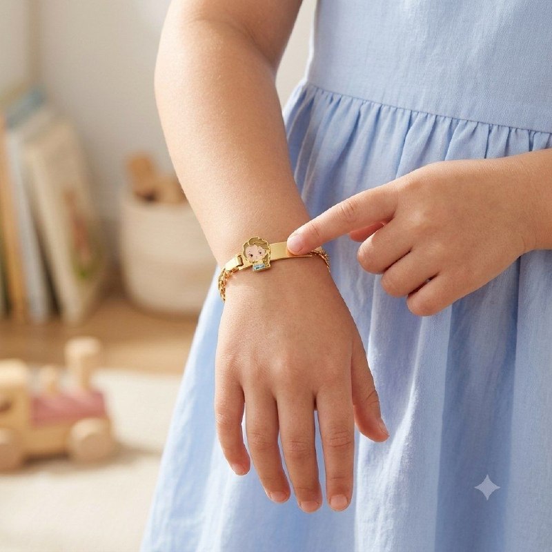 PULSERA DE ENCHAPE PARA NIÑA CON DISEÑO DE PRINCESA 21CM