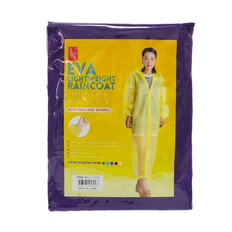 CAPOTE FORRO PARA LLUVIA IMPERMEABLE PARA ADULTOS, LIGERO Y FACIL DE LLEVAR, 5 COLORES EVA LIGHTWEIGHT RAINCOAT