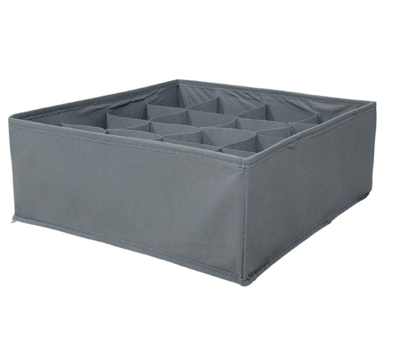 ORGANIZADOR CAJA DE ALMACENAMIENTO CON 16 COMPARTIMIENTOS FIJOS PARA FAJAS, CALCETINES, ETC CLOSET ESSENTIALS 30X30CM