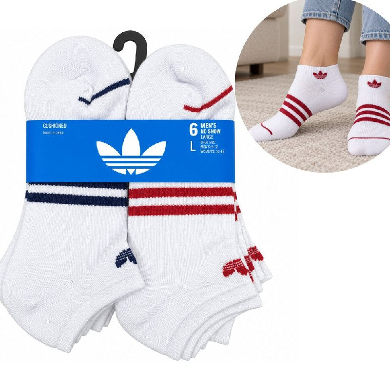 CALCETA TOBILLERA ORIGINAL ADIDAS 6 PARES TALLA MUJER 10-13 TALLA HOMBRE 8-12