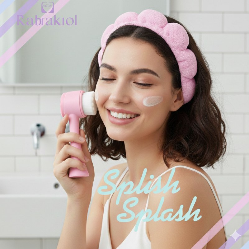 KIT DE CUIDADO FACIAL, BANDA PARA EL PELO Y CEPILLO FACIAL DOBLE ACCION RUBYFACE, 3 COLORES