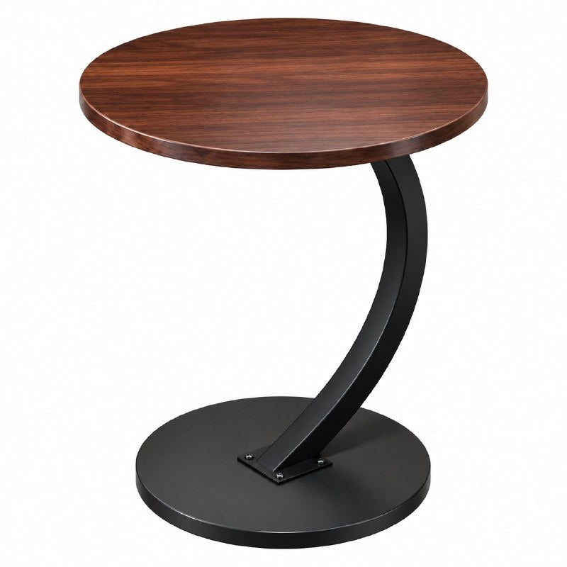 MESA AUXILIAR MODERNA CON BASE AMPLIA Y ESTRUCTURA CURVA DECORATIVA 60X40X48CM