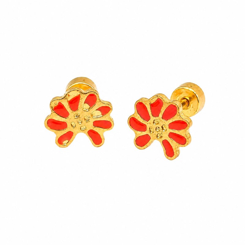 ARITOS DE ENCHAPE PARA DAMA CON DISEÑO DE FLOR