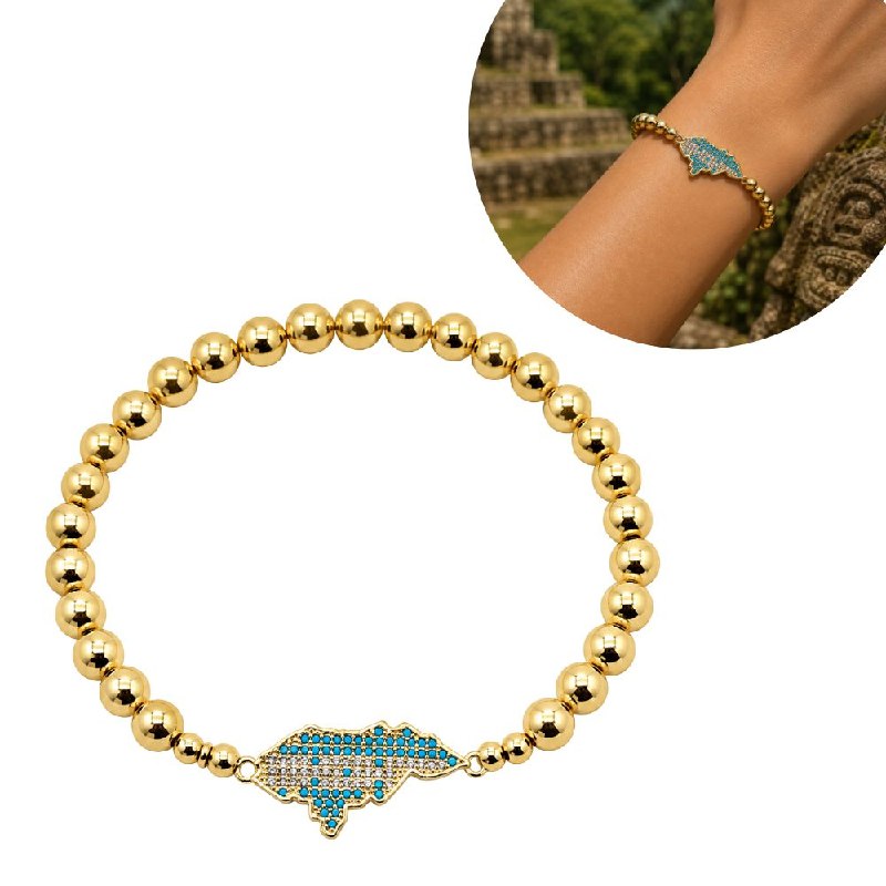 PULSERA DE ENCHAPE ELASTICA PARA DAMA CON DISEÑO DE HONDURAS