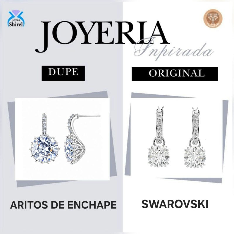 ARITOS DE ENCHAPE PARA DAMA 1.3CM (DUPE DE SWAROVSKI)