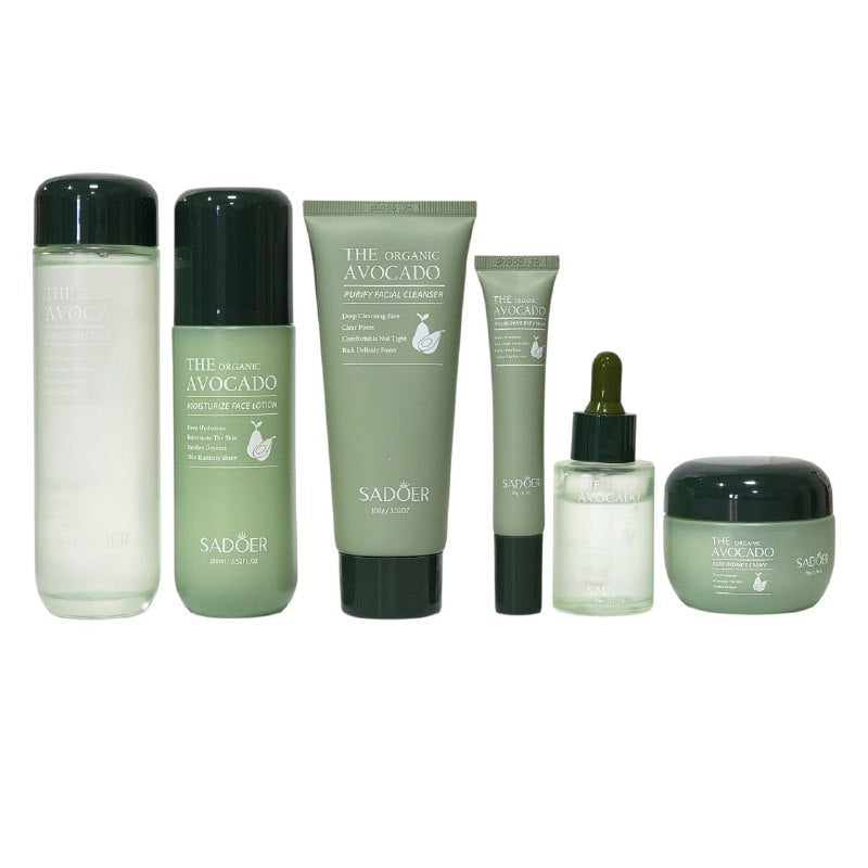 SET DE CUIDADO FACIAL DE AGUACATE ORGANICO EFECTO HIDRATANTE 6PCS SADOER