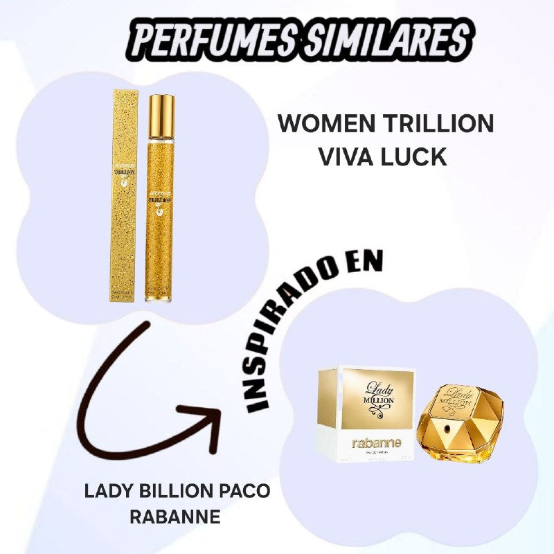 PERFUME EN TUBO PARA DAMA WOMAN TRILLION 61 EDT 35ML (M) (AROMA SIMILAR PACO RABANNE LADY BILLION)