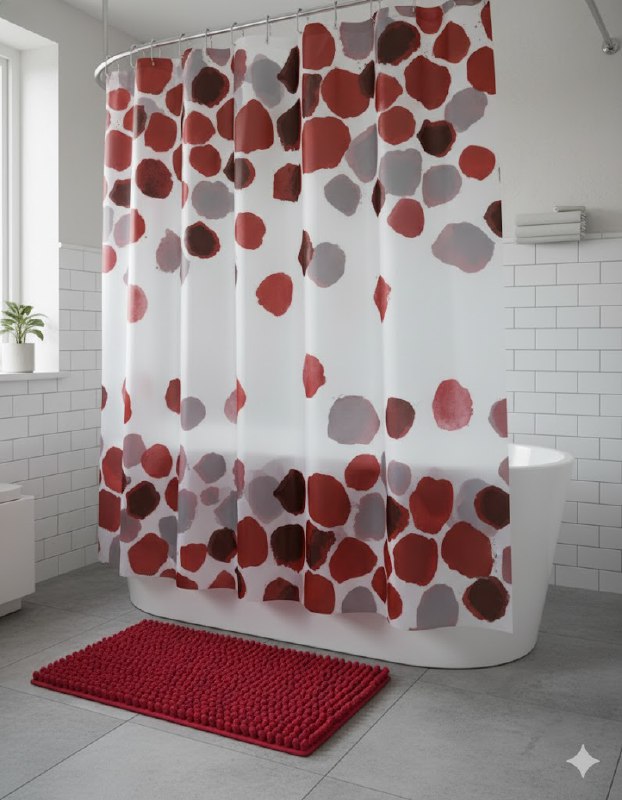 CORTINA DE DUCHA EN SET DE 2 PIEZAS TAPETE 40X60CM, CORTINA Y GANCHOS 180X180CM BENELI HOME