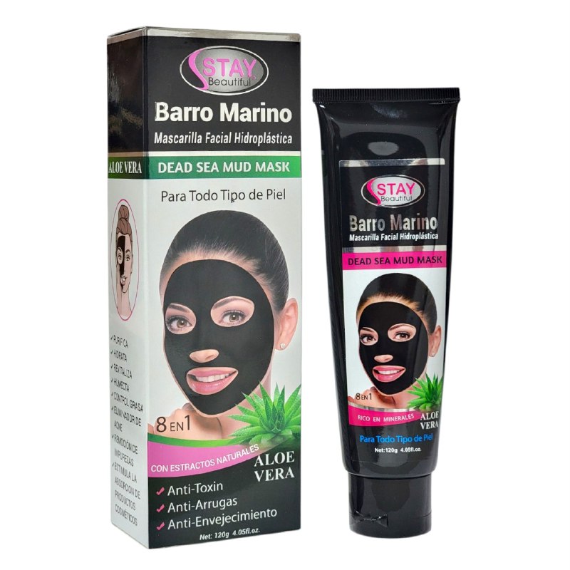 MASCARILLA FACIAL DE BARRO MARINO Y ALOE VERA HIDROPLASTICA HIDRATANTE STAY BEAUTIFUL 120G