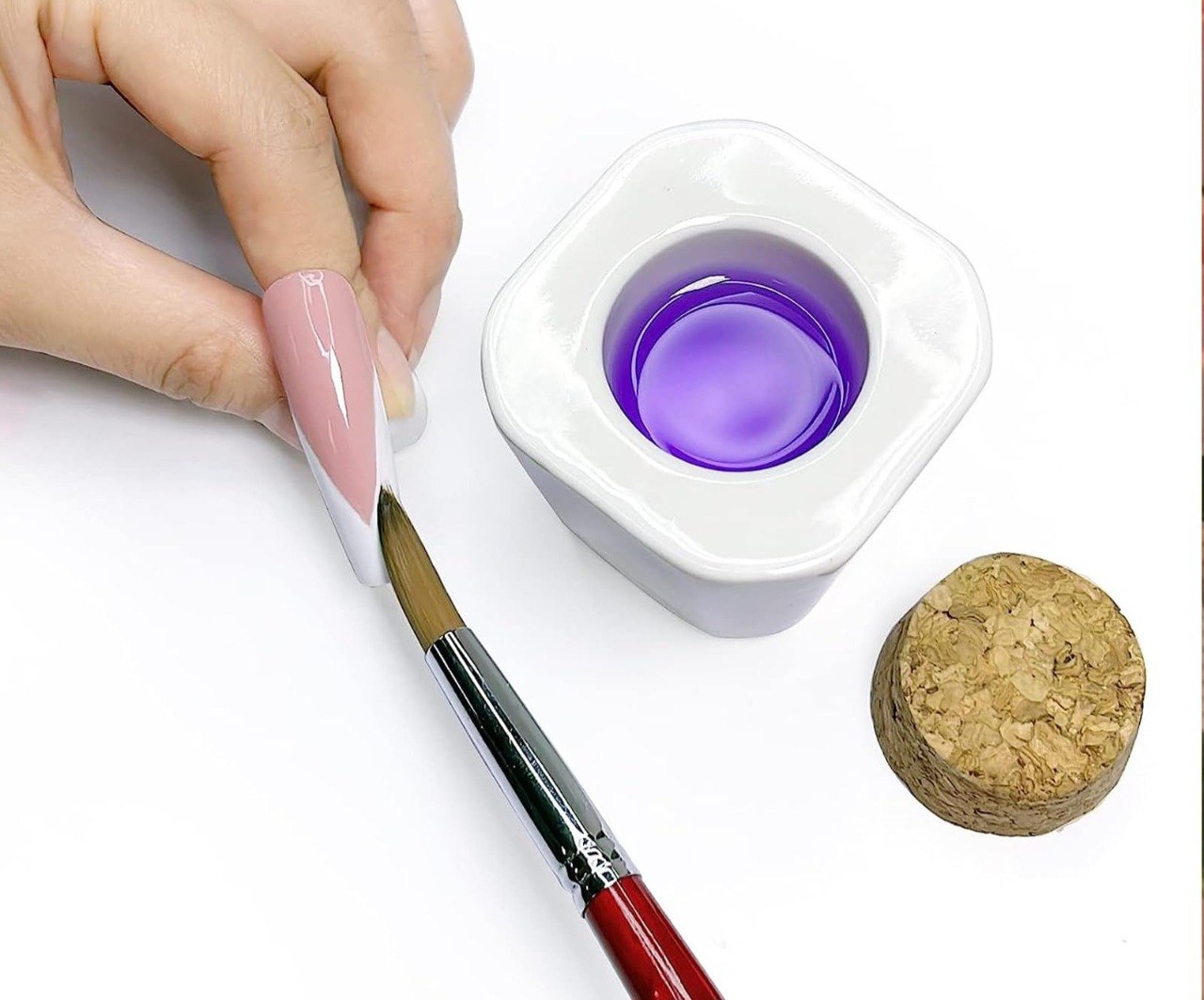 VASO DE CERAMICA DAPPEN PROFESIONAL CON TAPA DE CORCHO PARA MANICURA 5.5X6CM
