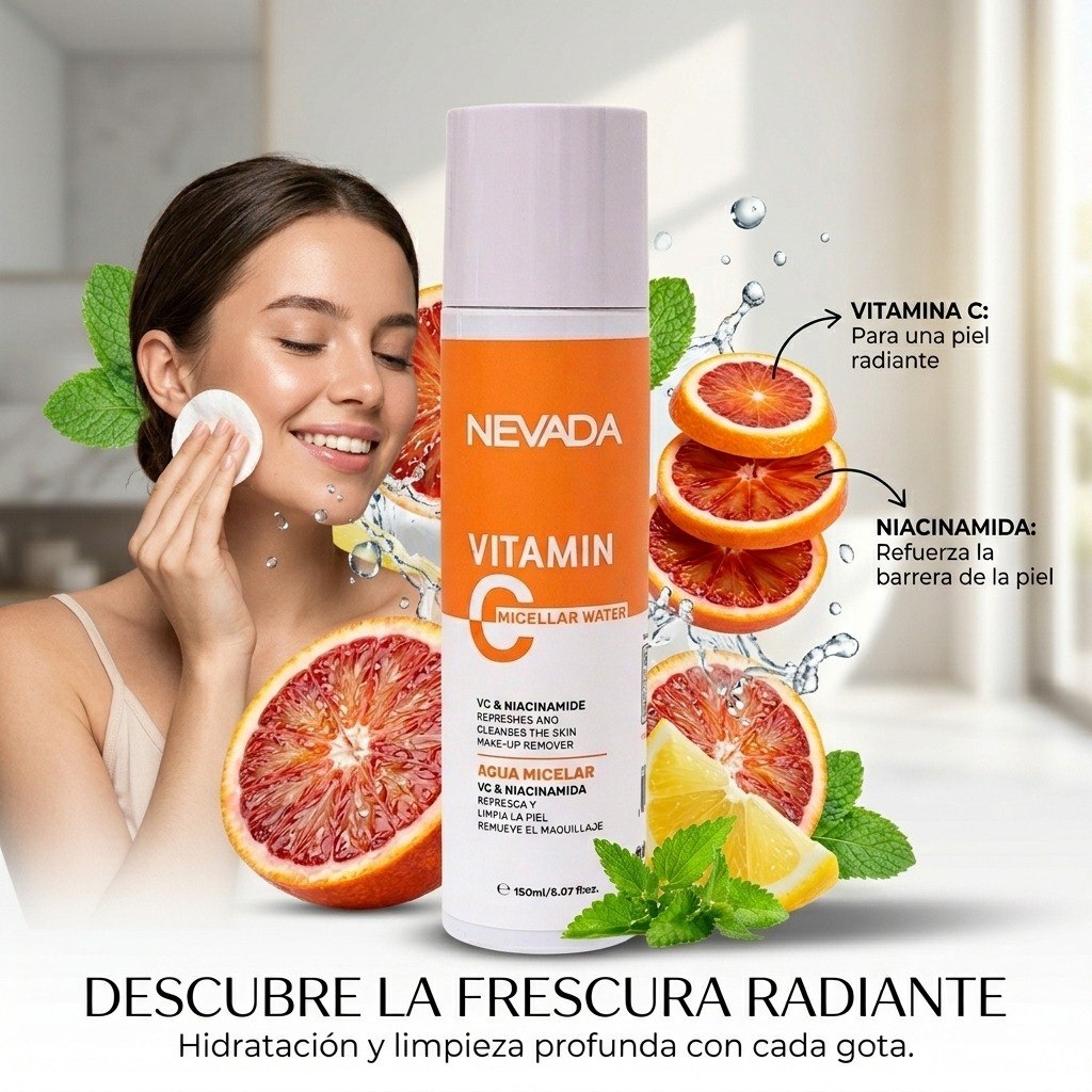 AGUA MICELAR  ILUMINADOR CON VITAMINA C Y NIACINAMIDA NEVADA 150ML