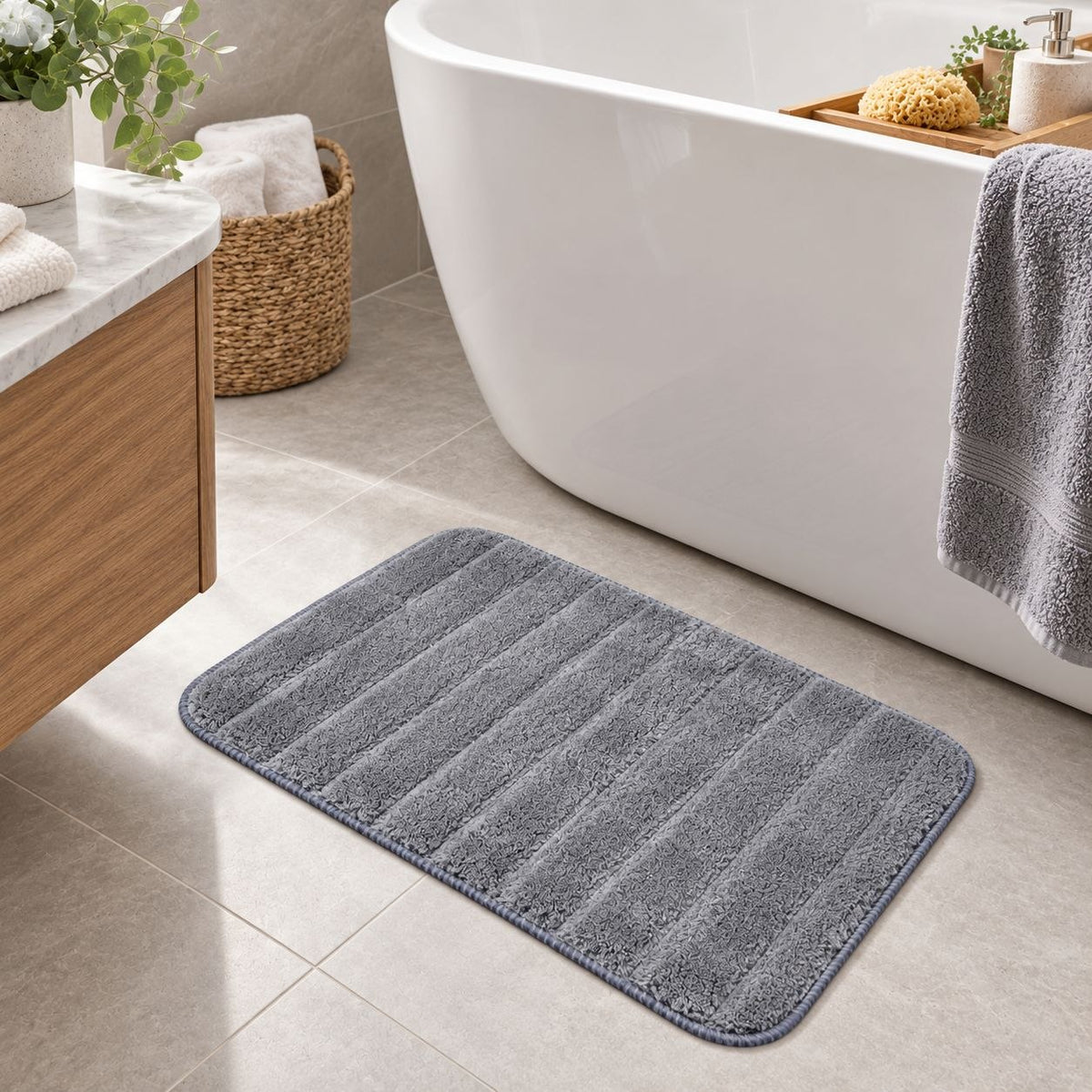 ALFOMBRA ACOLCHADA CON DISEÑO DE LÍNEAS BENELI HOME 59X40CM