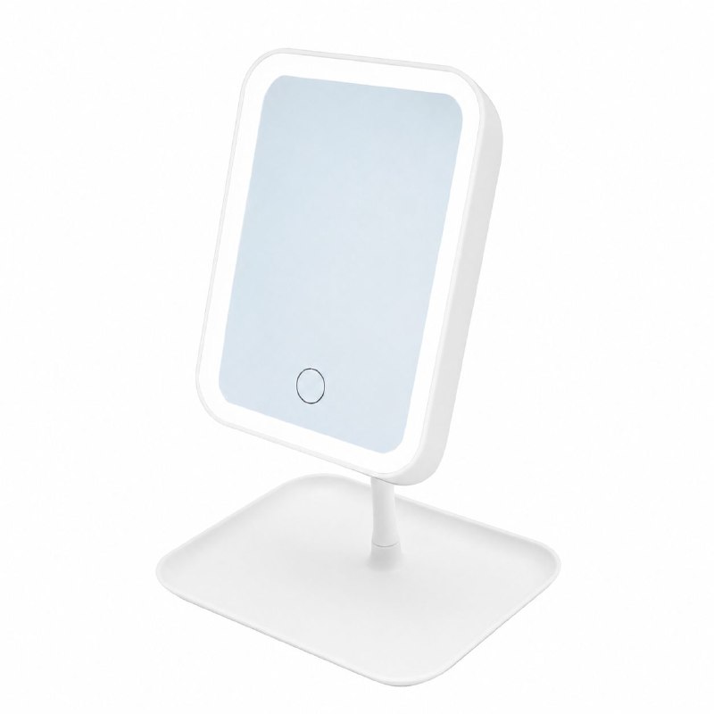 ESPEJO PARA MAQUILLAJE CON LUZ LED RECARGABLE Y BASE ORGANIZADORA 12X16CM