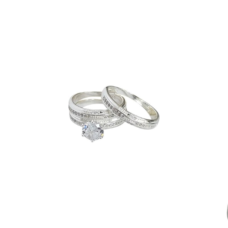ANILLO DE COMPROMISO CON CIRCON EN TRIO DE PLATA 9.25 PESO: 7.6G