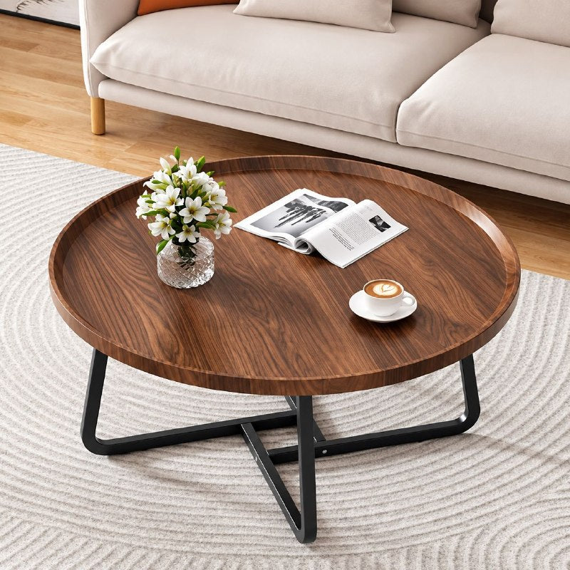 MESA AUXILIAR REDONDA MODERNA CON BORBE ELEVADO PARA SALA Y DORMITORIO 60X60X41CM