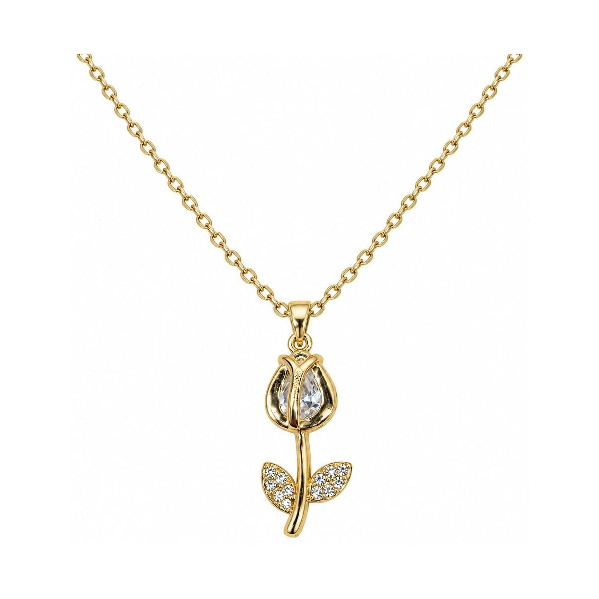 GARGANTILLA DE ENCHAPE PARA DAMA CON DISEÑO DE TULIPÁN CON CIRCONIA 2.3CM