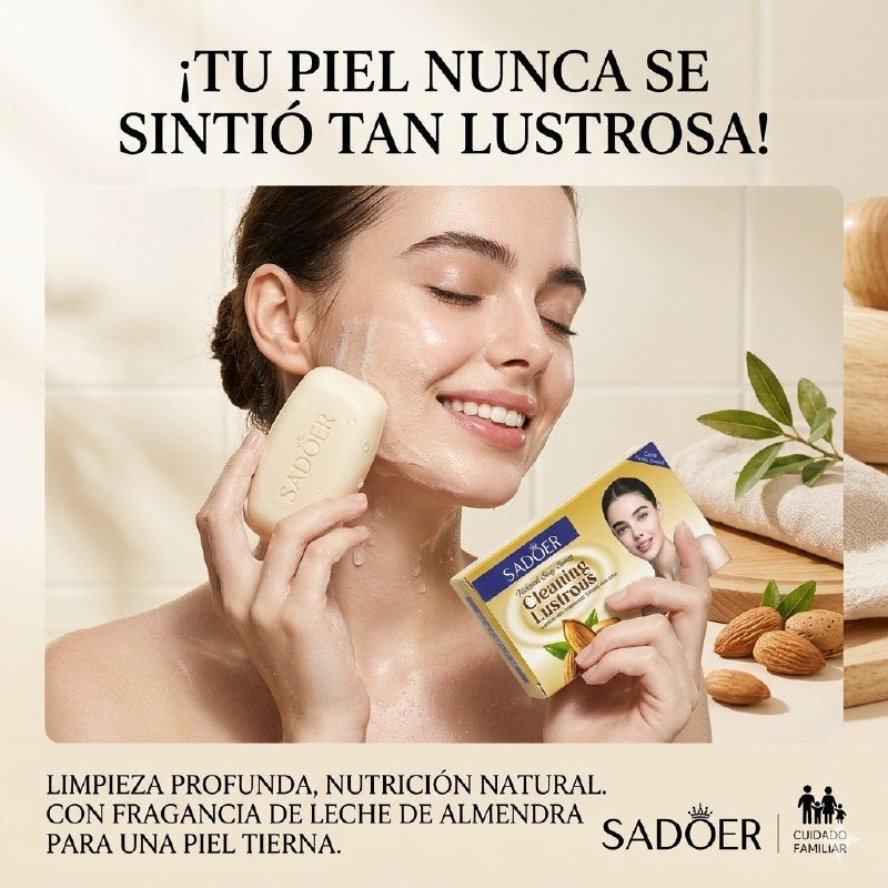 JABON FACIAL EN BARRA DE EXTRACTO DE LECHE DE ALMENDRAS DEJA LA PIEL SUAVE Y LIMPIA SADOER 100G