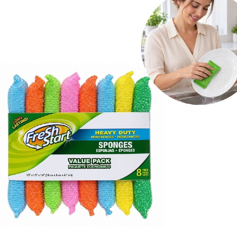 SET DE ESPONJAS DE MICROFIBRA PARA PLATOS Y UTENSILIOS FRESH START 8 PIEZAS