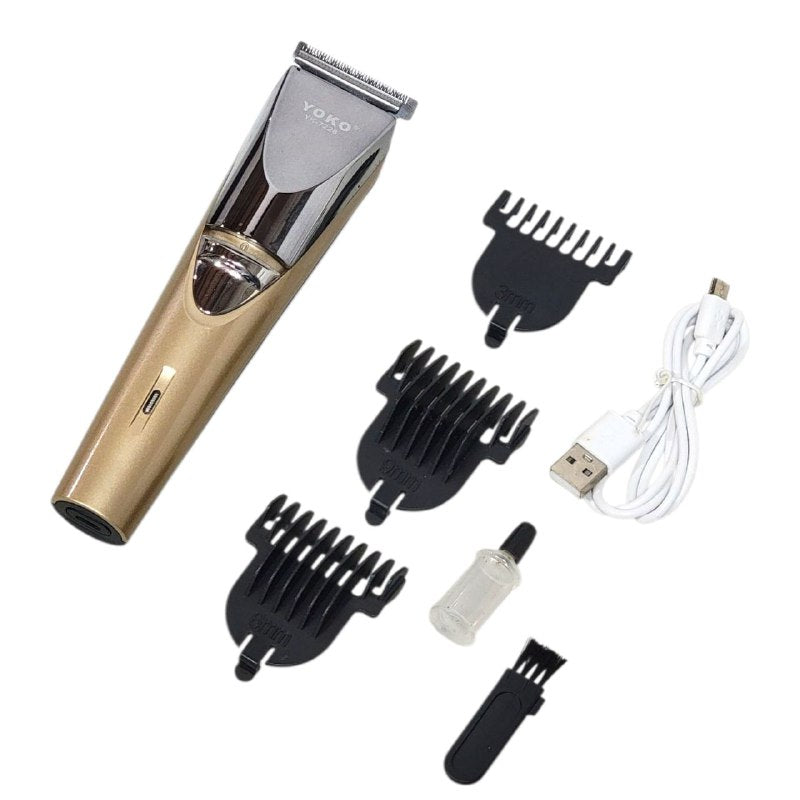 MAQUINA CORTADORA DE PELO PROFESIONAL RECARGABLE, CABEZAL DE CORTE DE PRECISION DE ACERO INOXIDABLE, INTERRUPTOR DE PRESION, FACIL DE USAR, INDICADOR DE CARGA, CABLE USB YOKO YK-7228