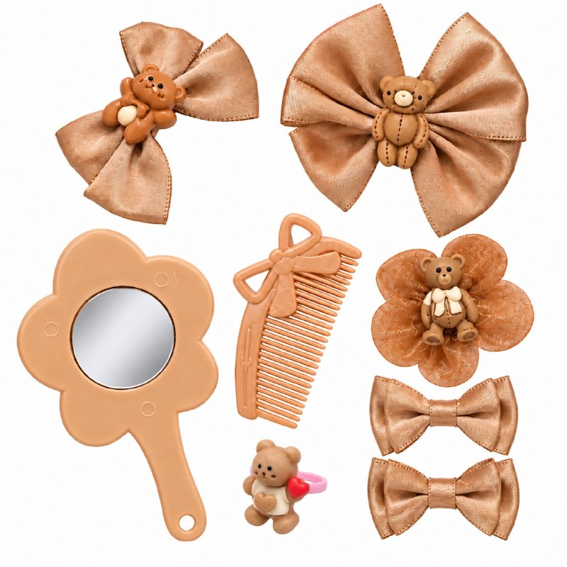 SET DE 8 PIEZAS DE ACCESORIOS PARA CABELLO INFANTIL CON ESPEJO Y PEINE
