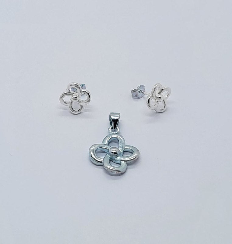 PSET2432 SET FLOR CON ZIRCONIA BLANCO PLATA 9.25