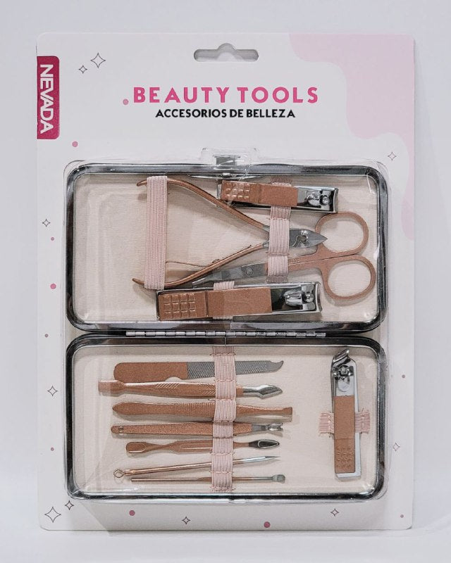 SET MANICURE, DE MANICURA DE 12 PIEZAS CON ESTUCHE, ACCESORIOS DE BELLEZA NEVADA BEAUTY TOOLS