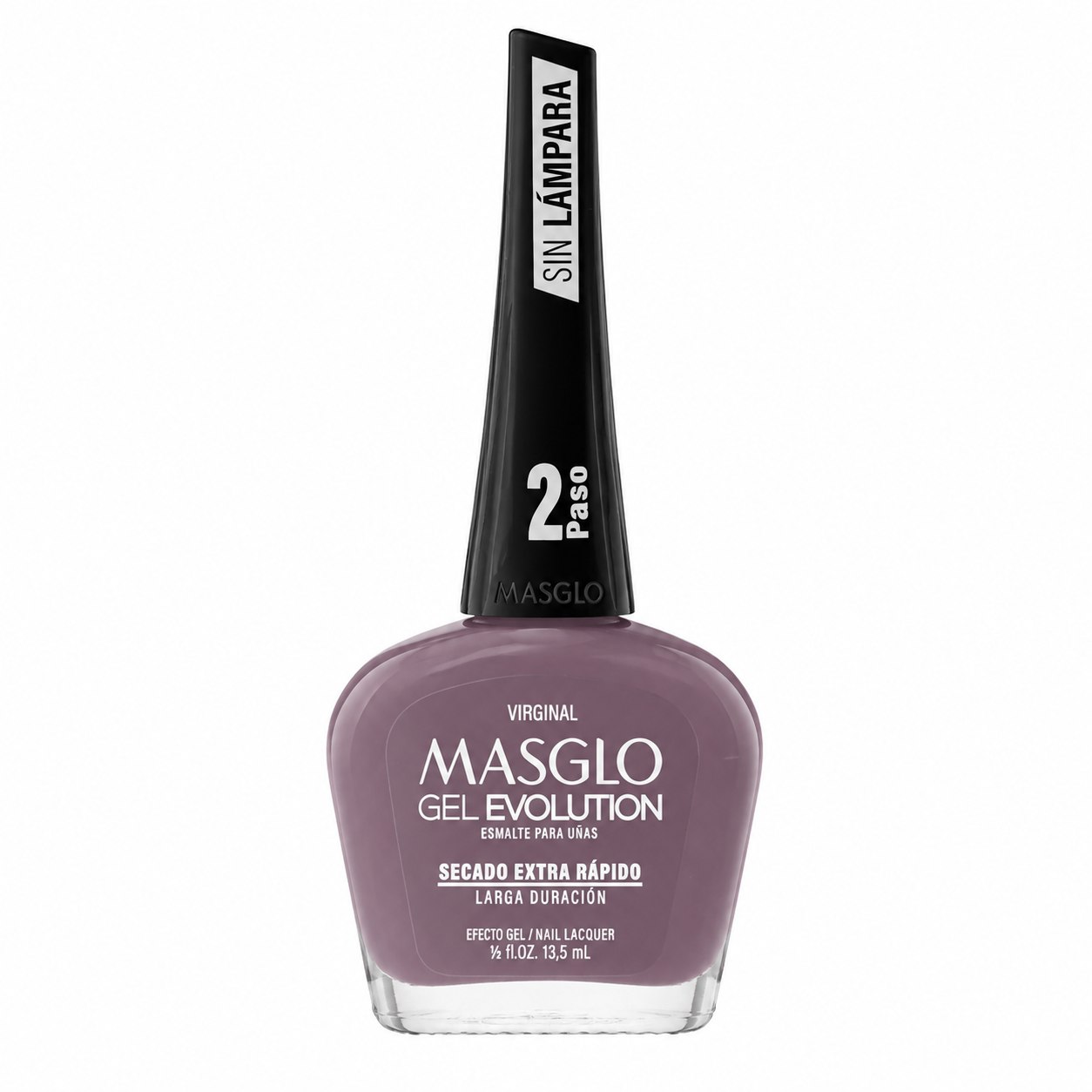 ESMALTE DE UÑAS CON EFECTO GEL DE SECADO EXTRA RÁPIDO MASGLO GEL EVOLUTION PASO 2 "ESTILO VIRGINAL" 13.5 ML