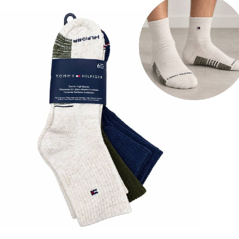 CALCETA TOBILLERA ACOLCHADA TOMMY HILFIGER ORIGINAL PARA HOMBRE 6 PARES TALLA ÚNICA